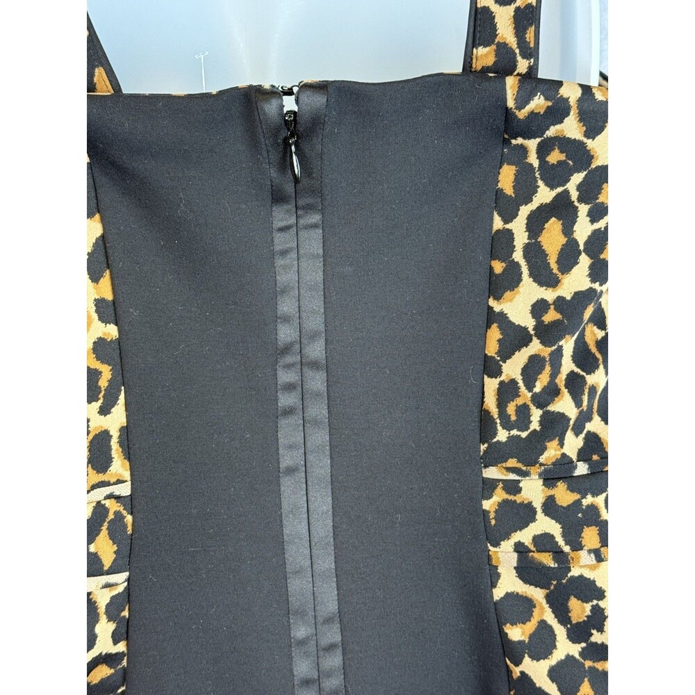 WHBK White House Black Market Leopard Bustier 6 Peplum Zipper Back Strapless - Picture 6 of 16